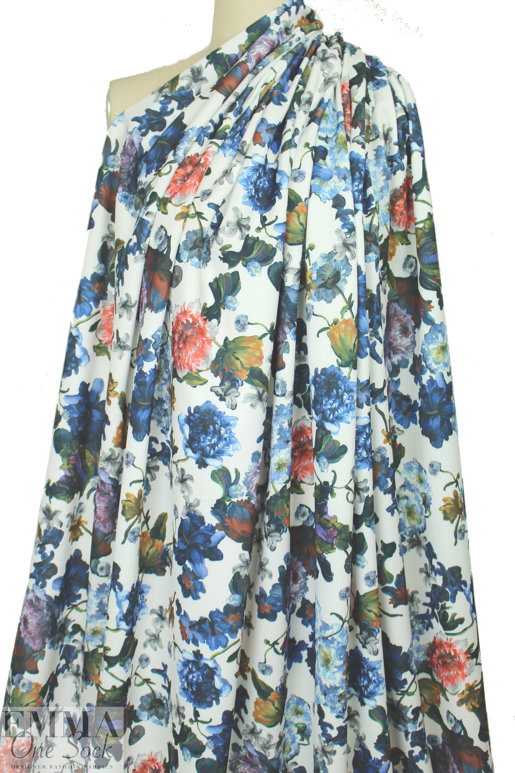 painterly peonies floral scuba knit