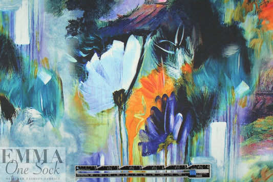 painterly flower clusters scuba knit