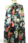 painterly flower dream on black scuba knit 1 yard