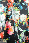 painterly flower dream on black scuba knit 2.5 yd