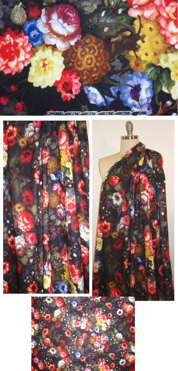 vintage painted floral print 'scuba' knit