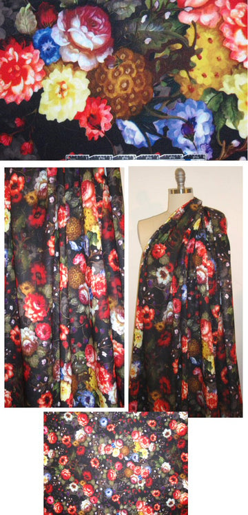 vintage painted floral print 'scuba' knit