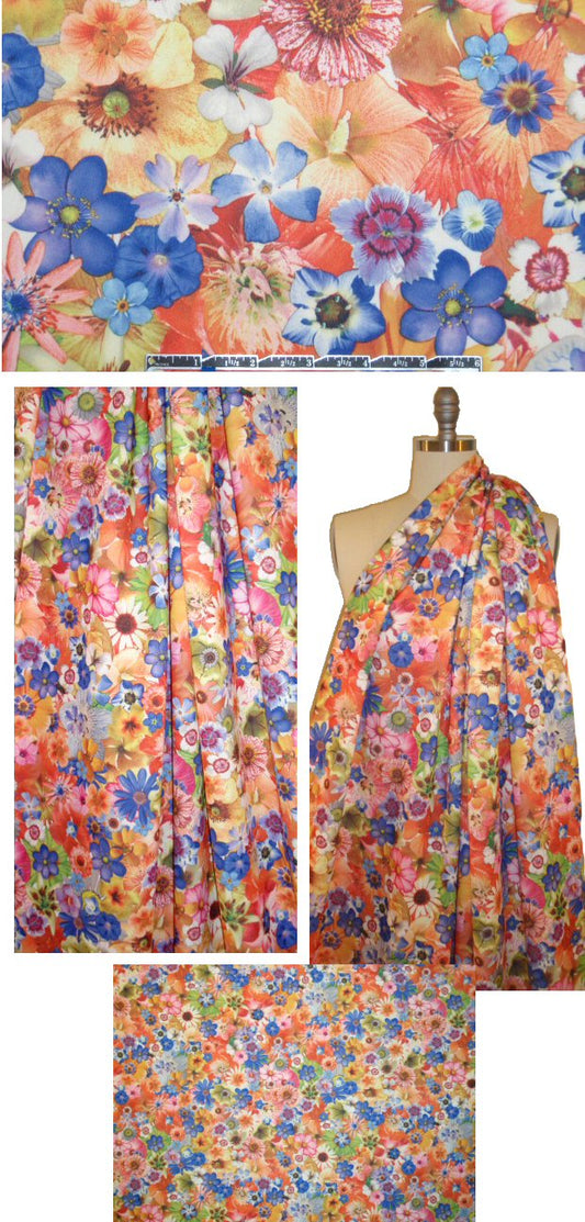 'summery summary' floral print 'scuba' knit