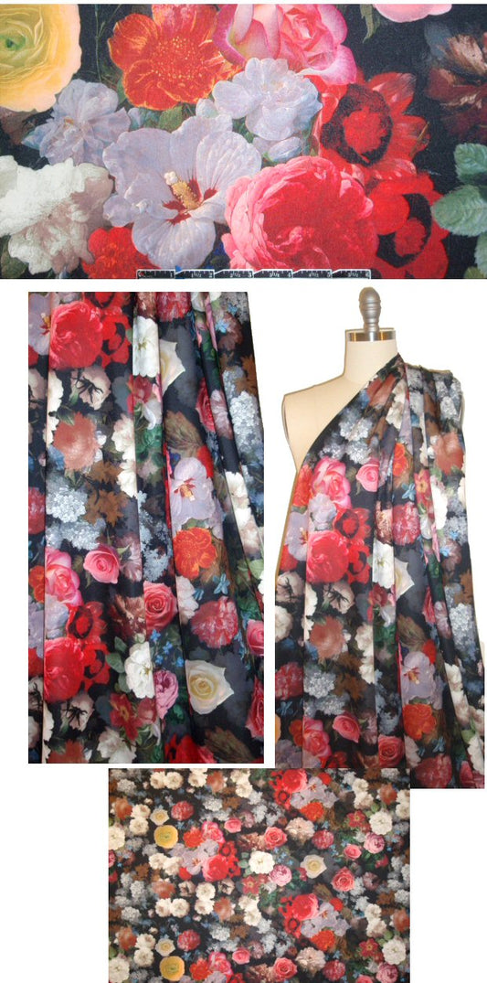 romantic photo floral print 'scuba' knit