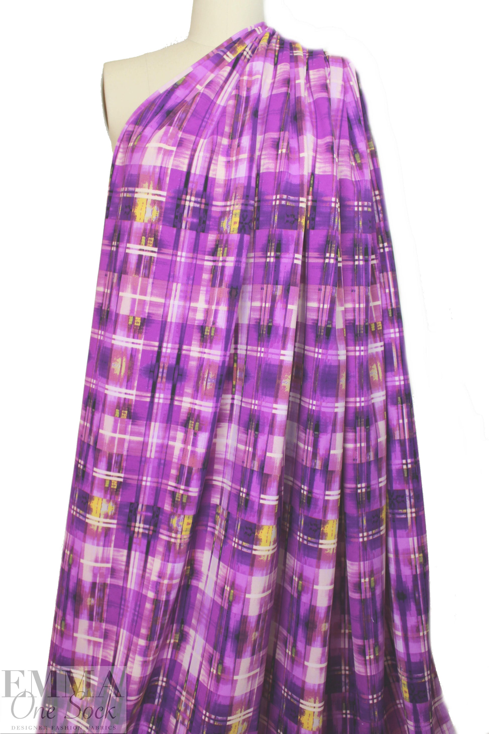 edgy techno grid 'scuba' knit  - violet/grape 1.66 yd
