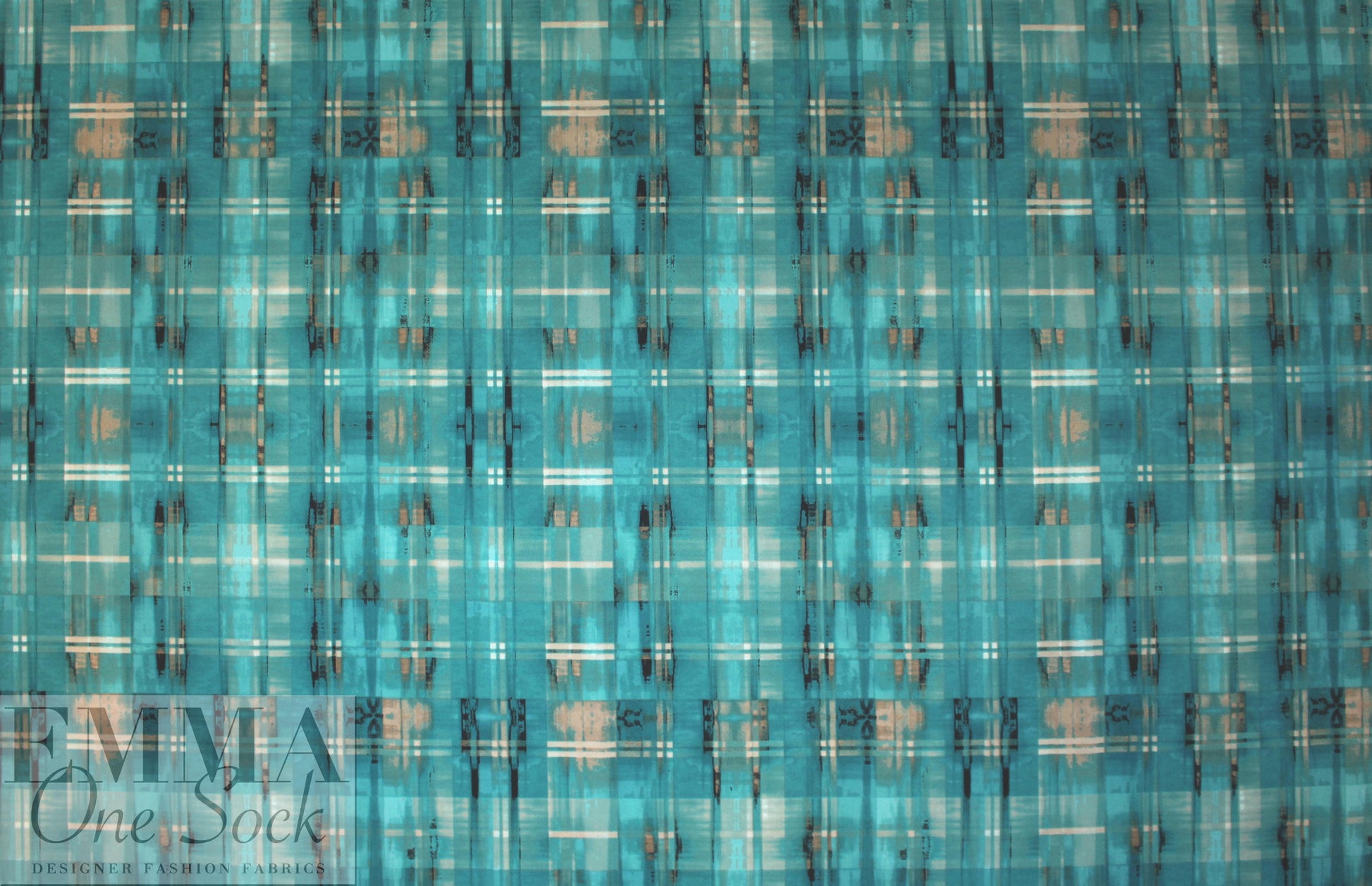 edgy techno grid 'scuba' knit  - teal/khaki