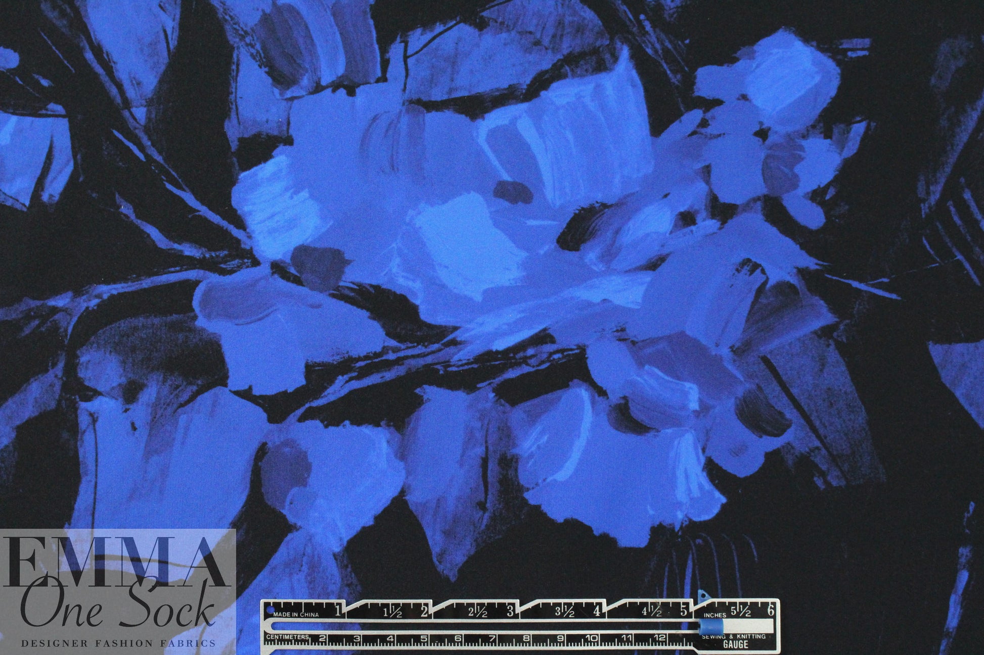 Carmen Marc Va1vo scuba knit - blue floral on black