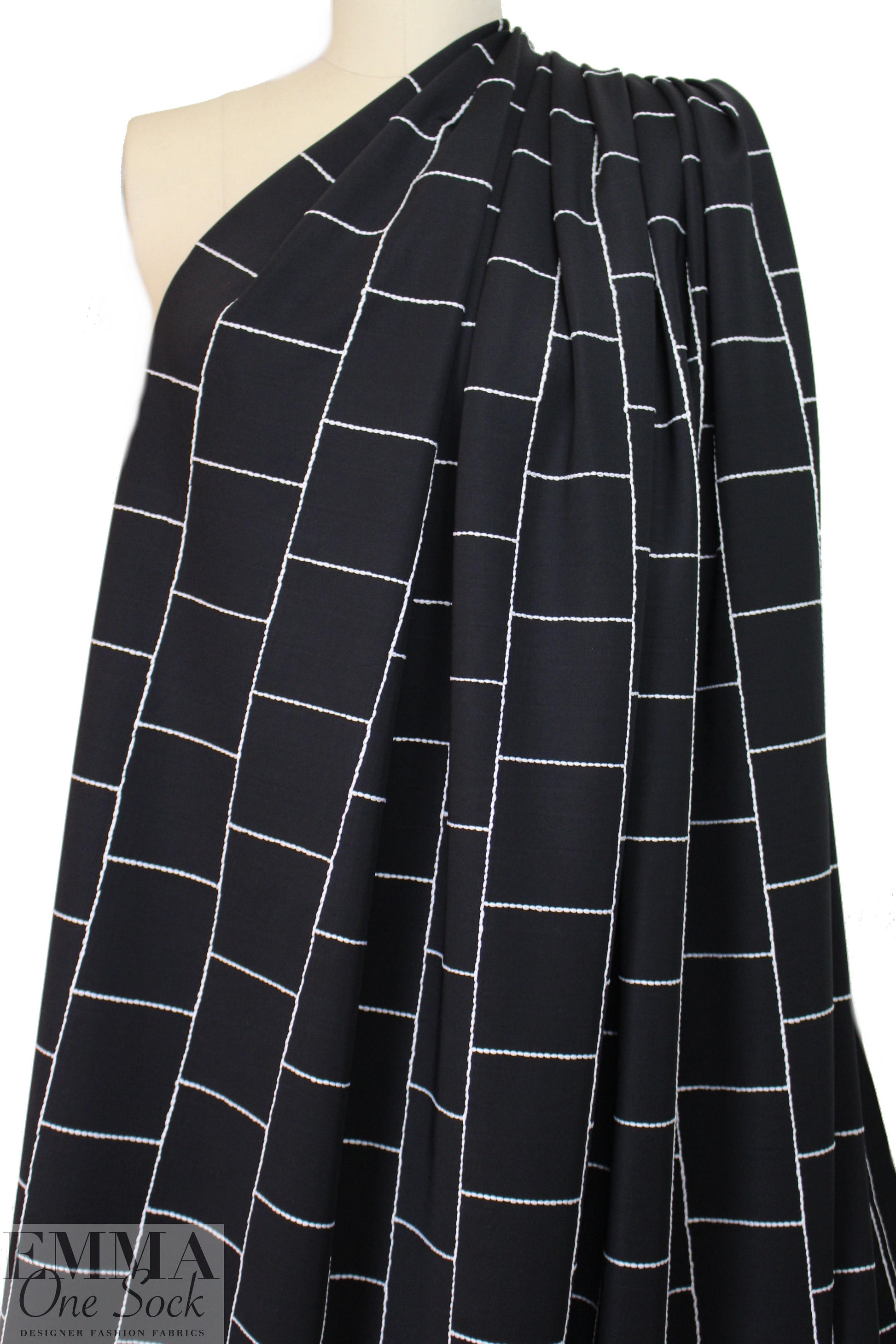 famous designer black/white embroidered scuba knit