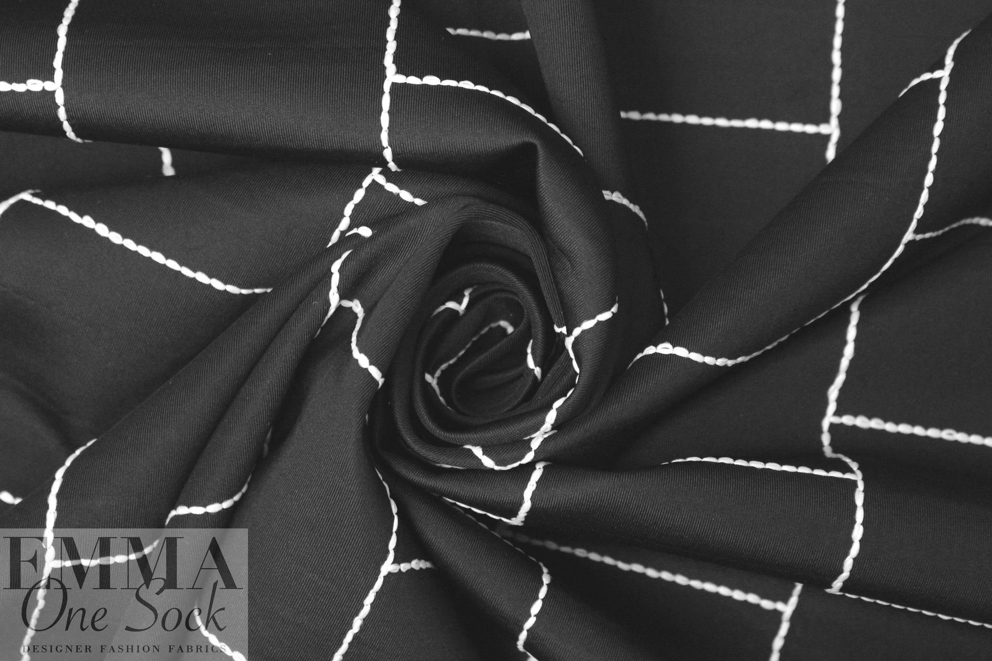 famous designer black/white embroidered scuba knit 1 yard