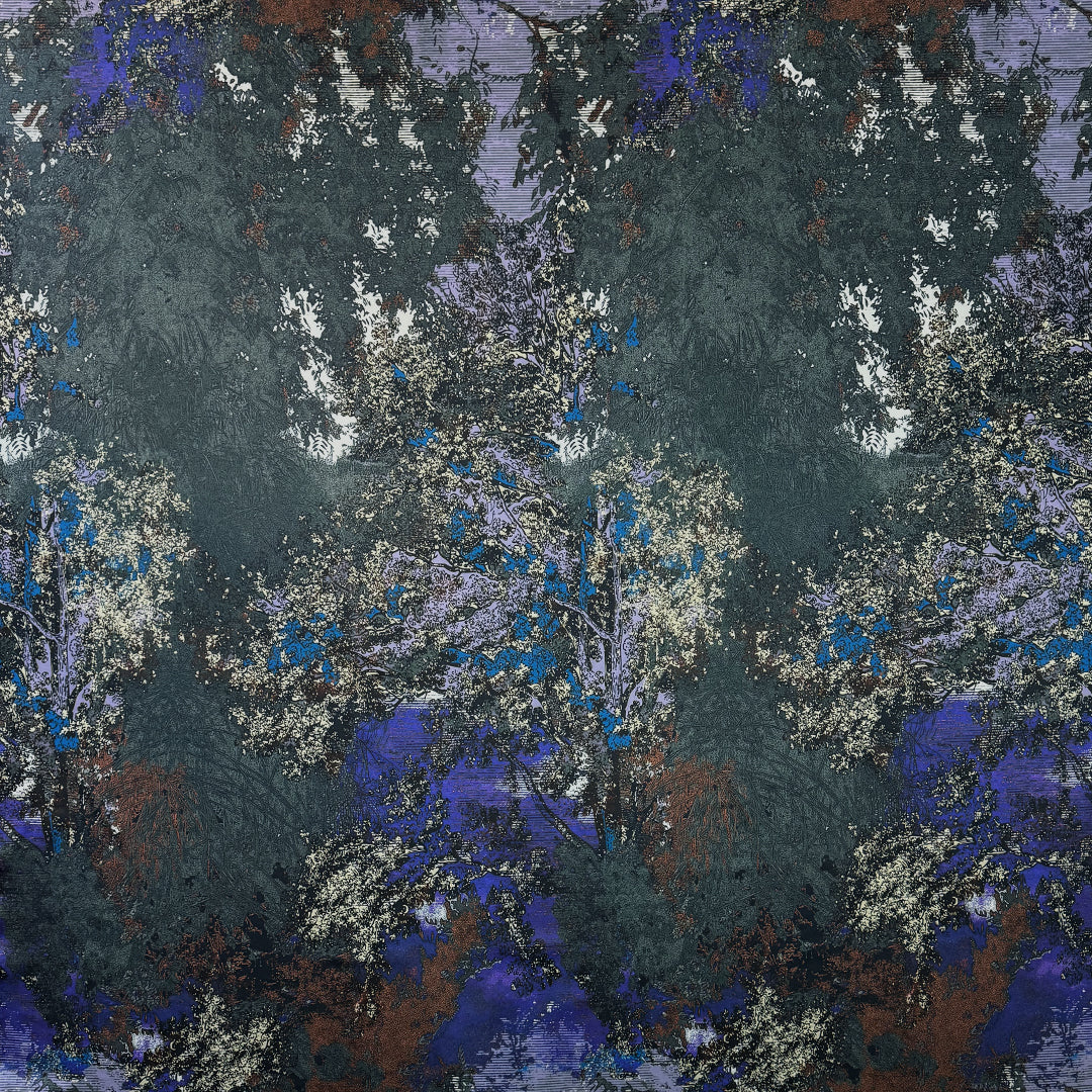 Italian deadstock 'techno forest' scuba knit 1 yds