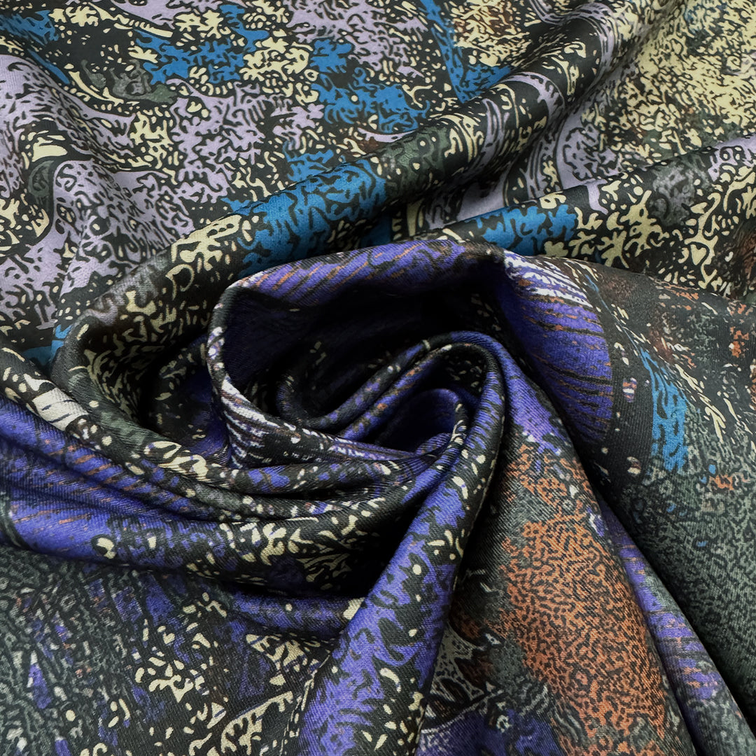 Italian deadstock 'techno forest' scuba knit 1 yds