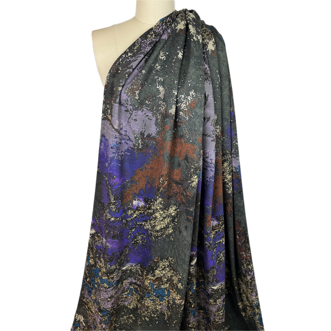 Italian deadstock 'techno forest' scuba knit 1 yds