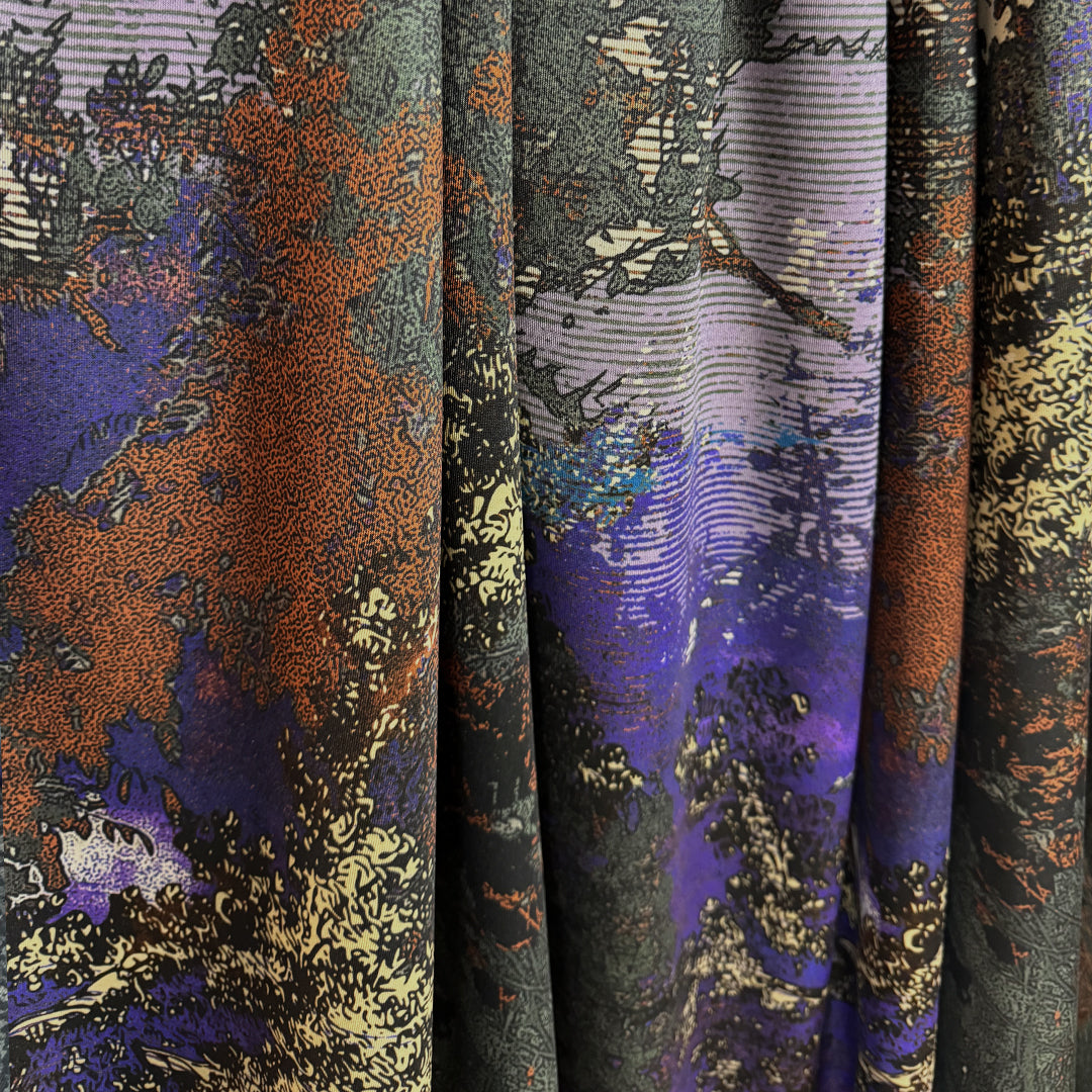 Italian deadstock 'techno forest' scuba knit 1 yard
