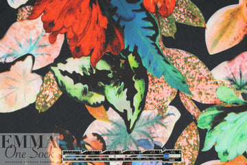 Italian scuba knit - bold floral on black  1.33 yards