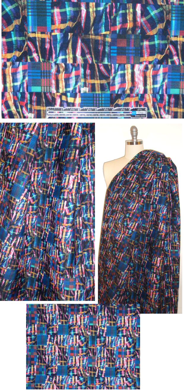 NY designer decon plaid neoprene/scuba 2 yards