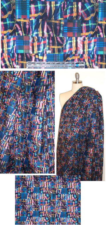 NY designer decon plaid neoprene/scuba 2 yards