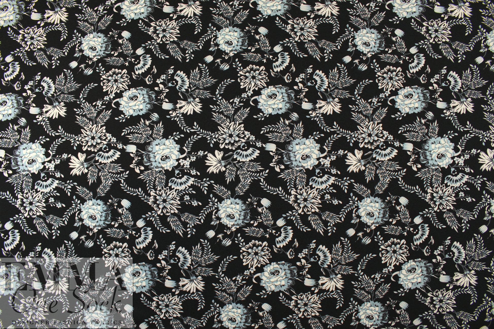 NY designer 'aqua-deco-flora' scuba knit 1.25 yds