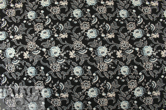 NY designer 'aqua-deco-flora' scuba knit 1.625 yds