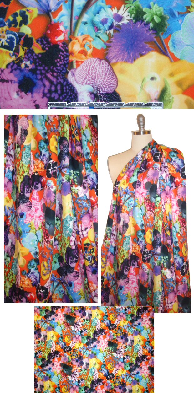 Mi11y technicolor floral printed scuba knit 1.125 yd