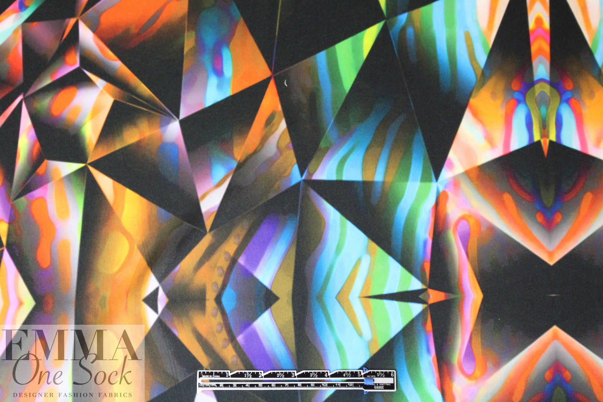 Mi11y prismatic abstract print scuba knit 1.625 yd