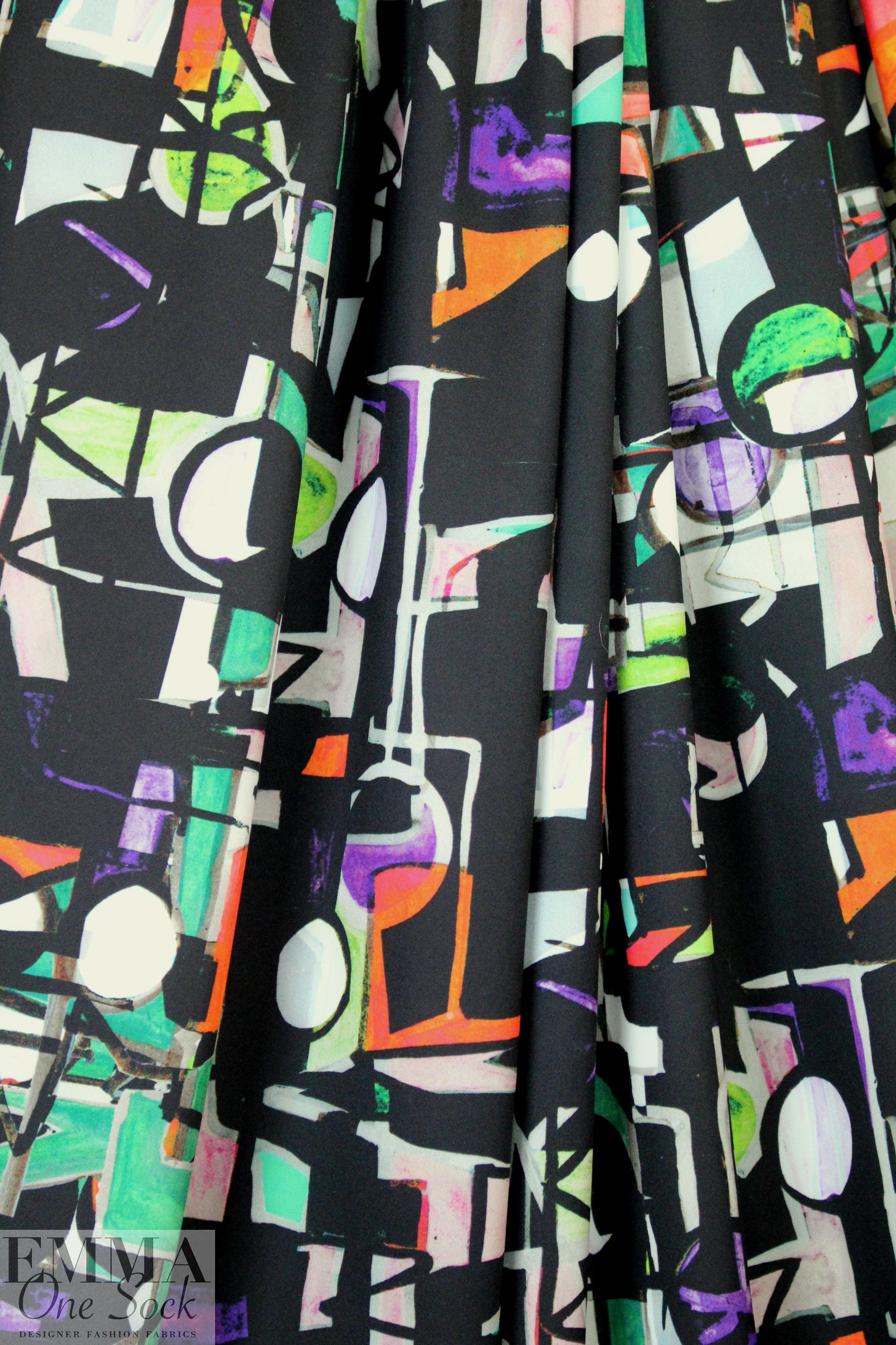 Mi11y 'cubist doodles' print scuba knit 2 yd