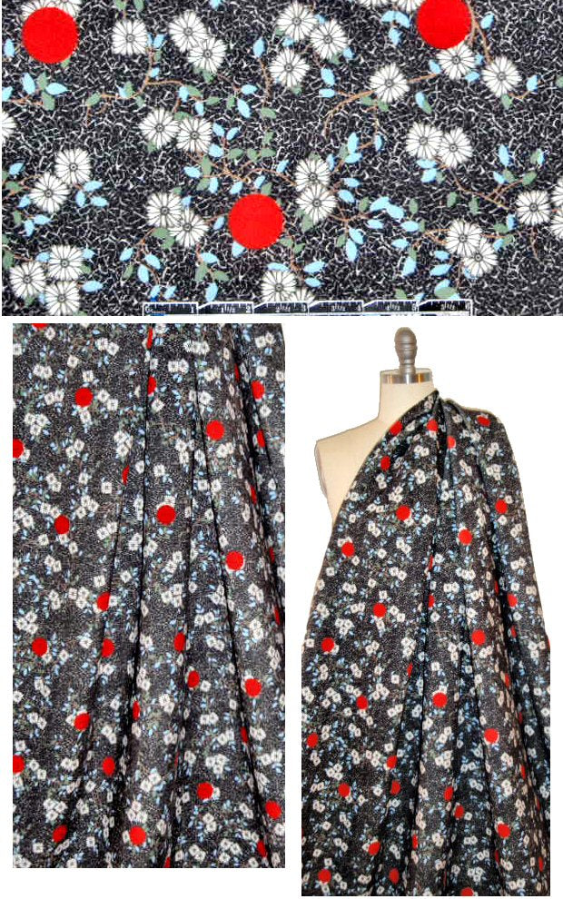 0pening Ceremony flowers and dots neoprene/scuba knit 1.125 yds