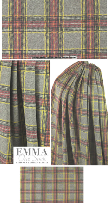NY designer 'ironic' tartan plaid scuba knit 1.5 yds