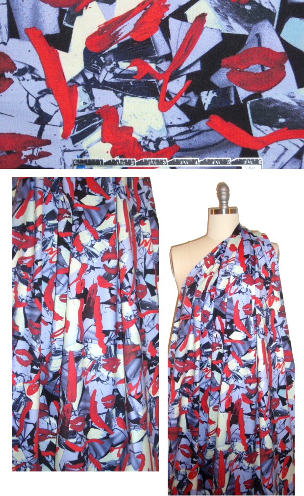 NY designer abstract kisses medium weight scuba knit