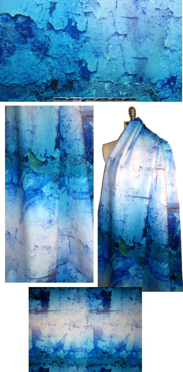 NY designer aqua waterworld panel scuba knit
