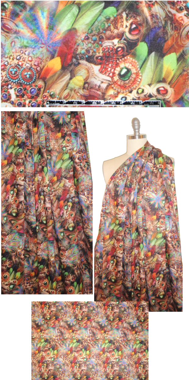 NY designer 'bejewelled fantasy' scuba knit 1 yard