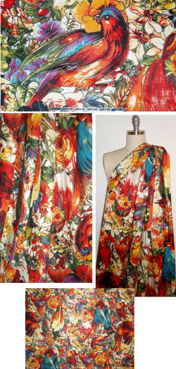 Italian 'birds of paradise' thick matte jersey knit