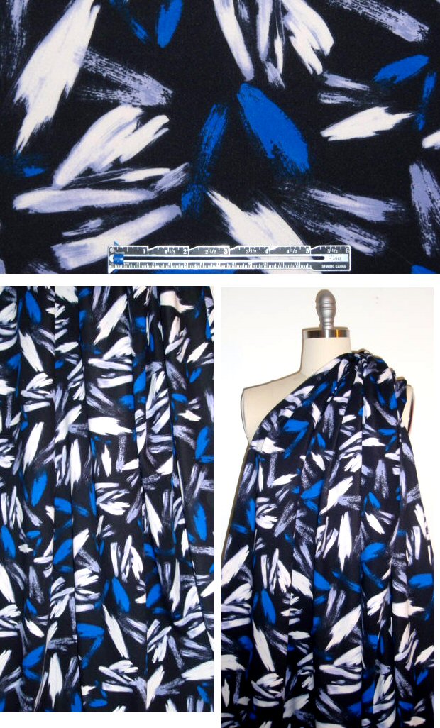NY designer cobalt/black brushstroke 'scuba' knit