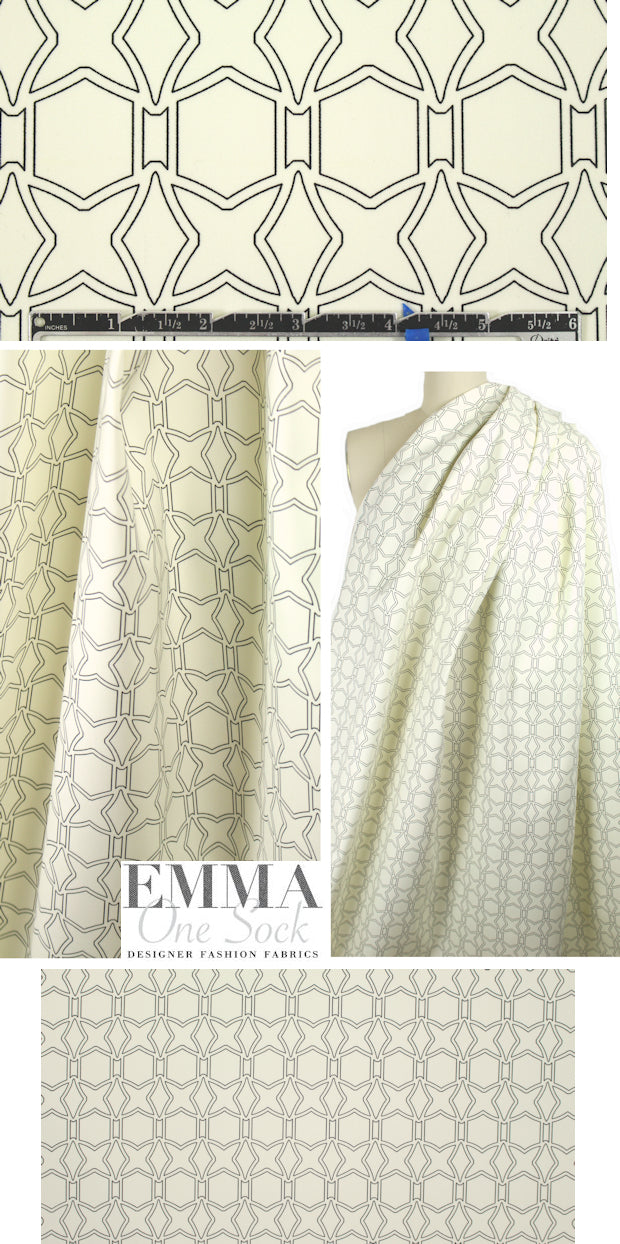 NY designer 2-ply bonded linear print cotton 