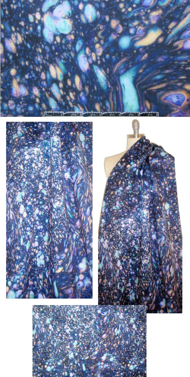 NY designer swirling cosmos scuba knit