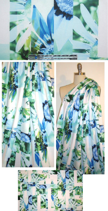 NY designer daisy blues montage 'scuba' knit  .75 yds