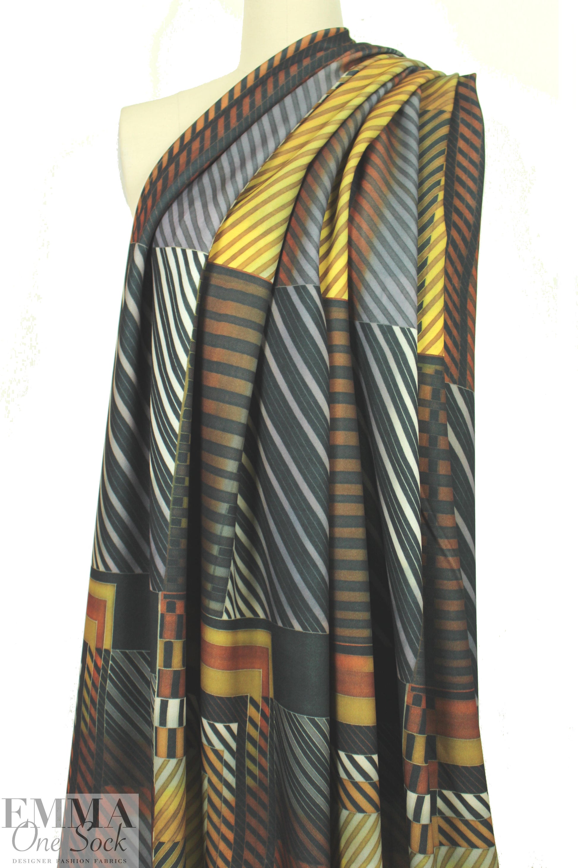 NY designer autumn earth graphic scuba knit