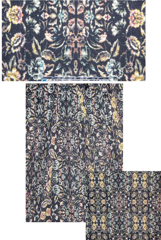 NY designer floral rorschach print 'scuba' knit