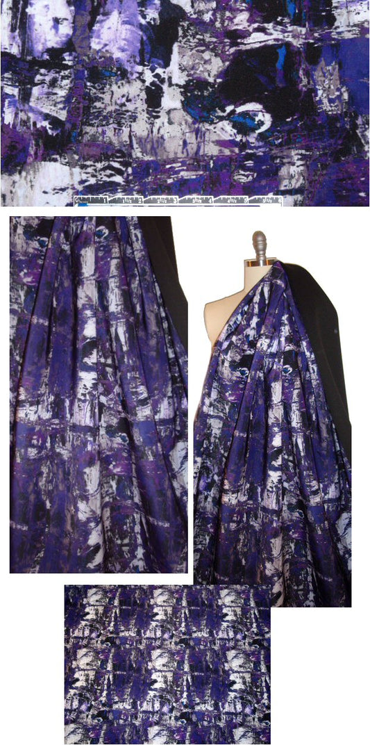 Italian grape abstract top quality scuba knit .66 yds