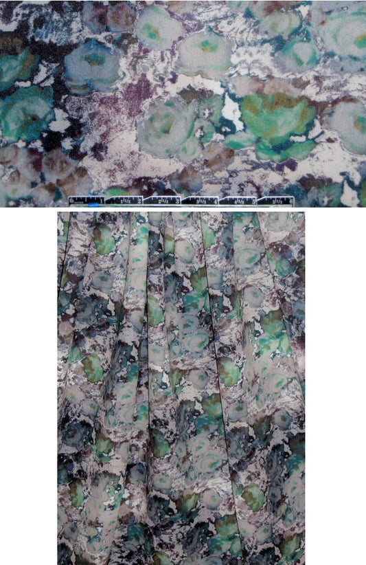 NY designer greens abstract floral 'scuba' knit