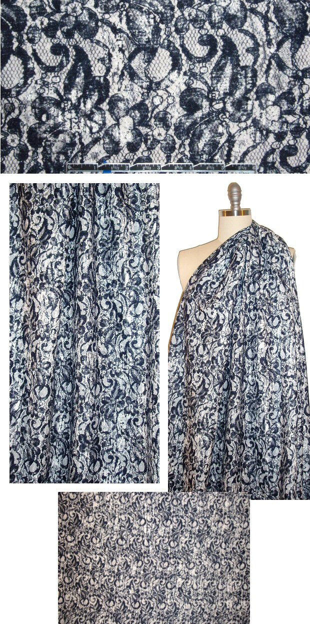 NY designer midnight lace overlay 'scuba' knit