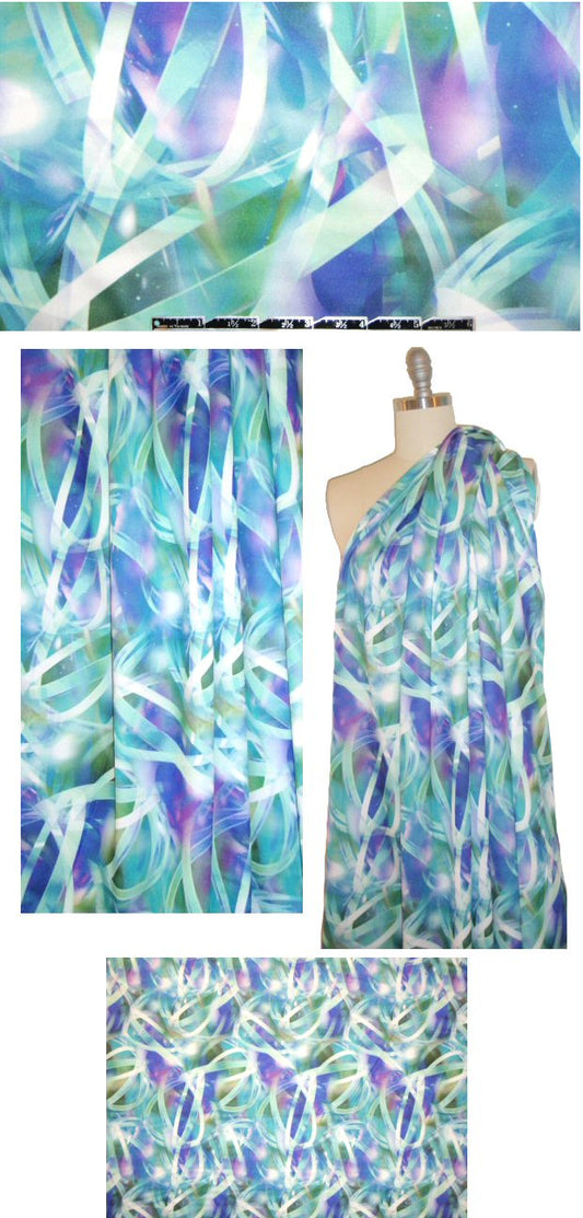 NY designer 'ribbon light show' scuba knit 2 yds