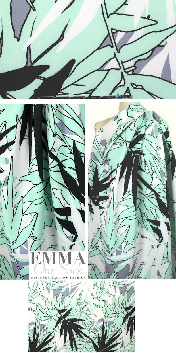 NY designer leafy sihouette print scuba knit