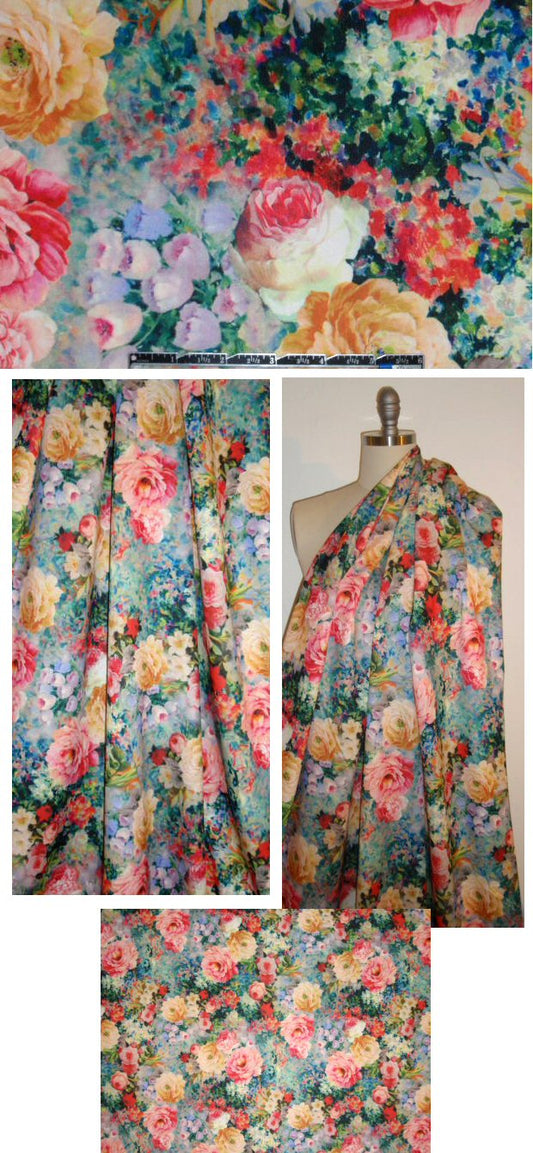 NY designer Monet-style floral 'scuba' knit