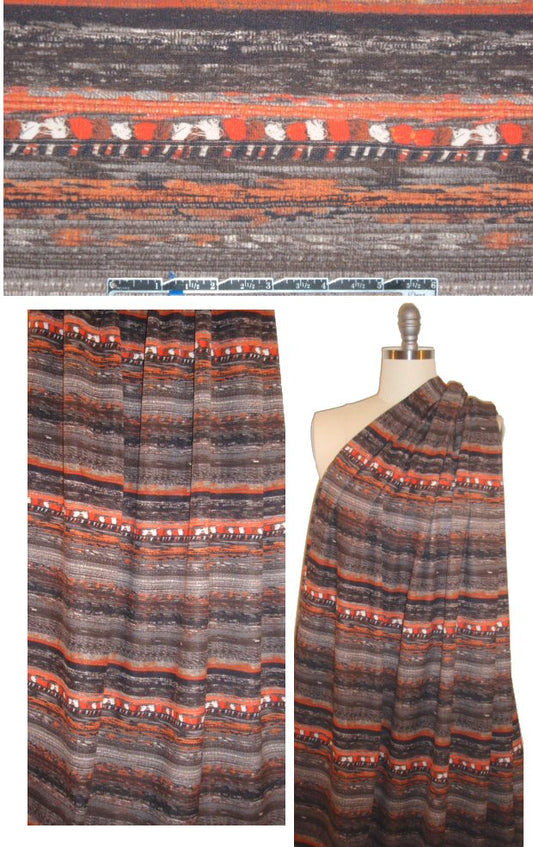 NY designer hot orange and mocha stripey 'scuba' knit
