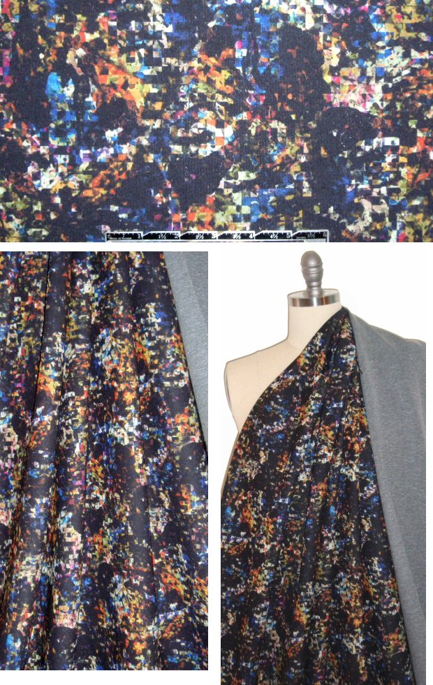NY designer deconstructed prism neoprene/scuba knit