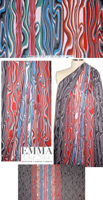 NY designer 'technicolor woodgrain' scuba knit
