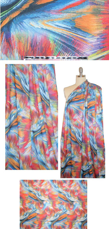 multicolor brushstroke abstract scuba crepe knit 1.25 yds