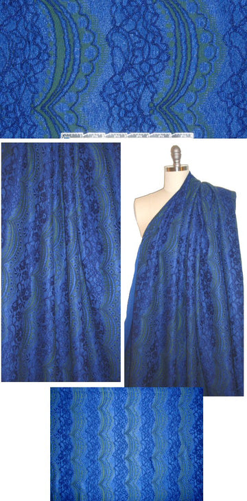 NY designer royal/forest lace overlay 'scuba' knit