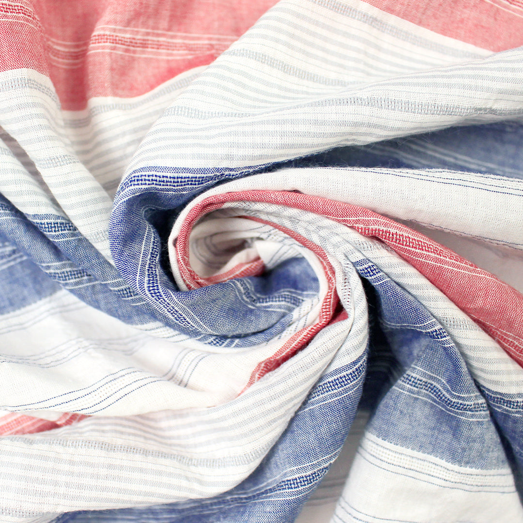 CA designer cotton novelty weave stripe - red/white/blue 1.5 yds