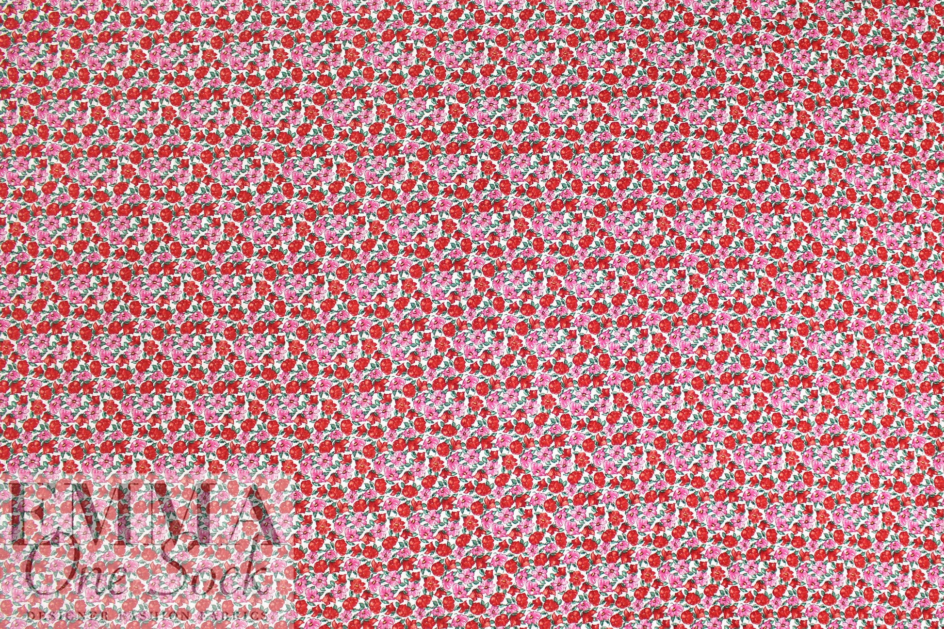 Italian red/pink floral cotton 'seersucker' woven 1.25 yds